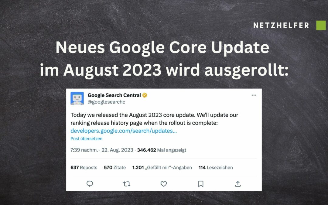 Google Core Update August 2023 wird ausgerollt