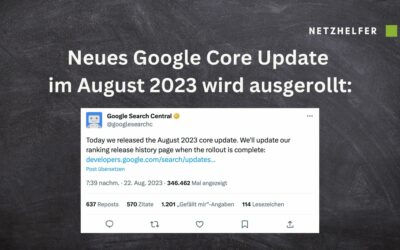 Google Core Update August 2023 wird ausgerollt