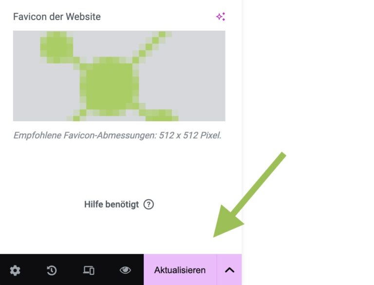 Favicon in Elementor aktualisieren