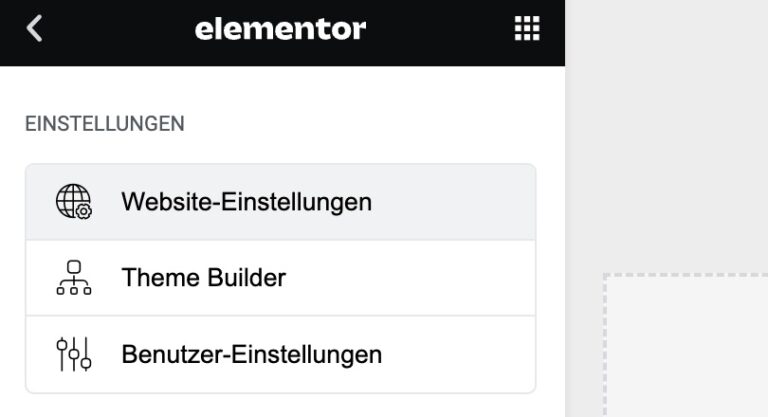 Favicon Elementor Website Einstellungen