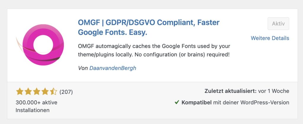 OMGF Plugin in der WordPress Directory_Wordpress Google Fonts lokal hosten