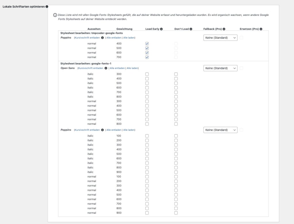 OMGF lokale Schriftarten optimieren_Wordpress Google Fonts lokal hosten